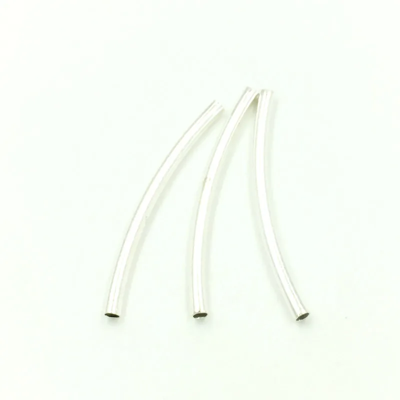 500Pcs Silver Plated Curved Smooth Tube Metal Spacers Beads Jewelry Making 2x20mm | Украшения и аксессуары