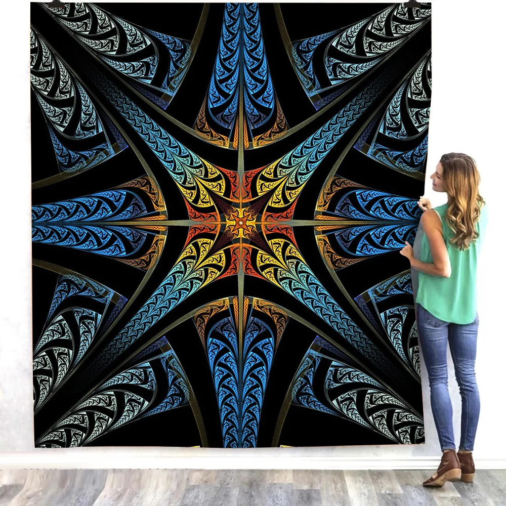 

Fall/Winter Cozy Soft Fleece Blankets Queen Size Blue Abstract Art Flower Pattern Bed Warm Quilt Portable Sheet Bedspreads manta