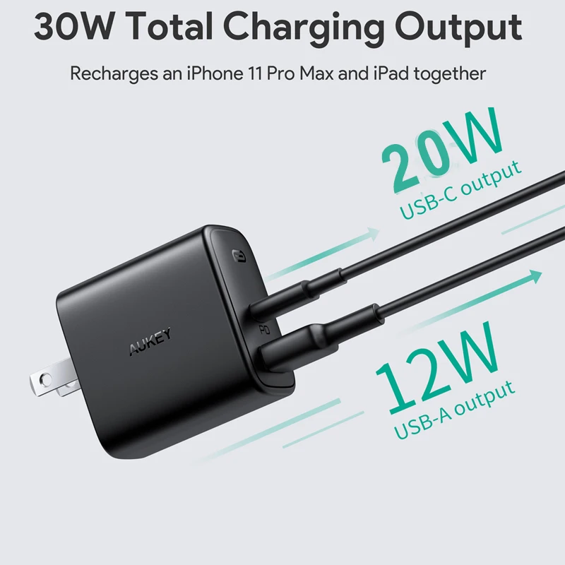 Зарядная Станция AUKEY для быстрой зарядки USB C с американской вилкой 32 Вт |