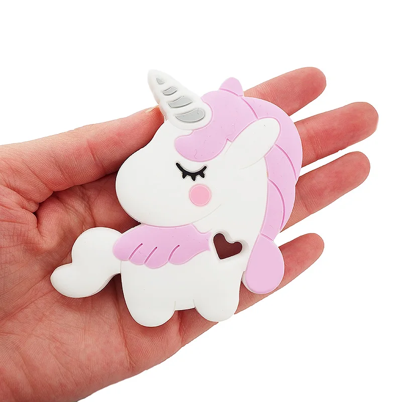 Chenkai-mordedor de silicona de unicornio para beb&eacute;, mordedor colorido para dentici&oacute;n de roedores, chupete de lactancia, colgante de grado alimenticio, juguete de joyer&iacute;a para ni&ntilde;os peque&ntilde;os, 5 uds.-4