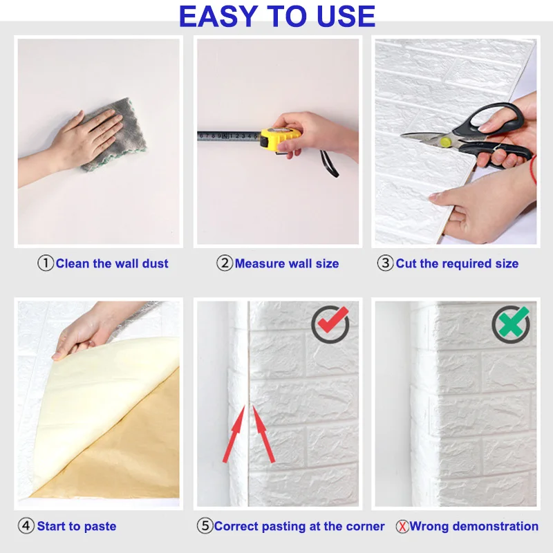 10 pieces wall stickers self adhesive imitation brick wallpaper christmas new year 2022 decorations for home room kitchen decor free global shipping