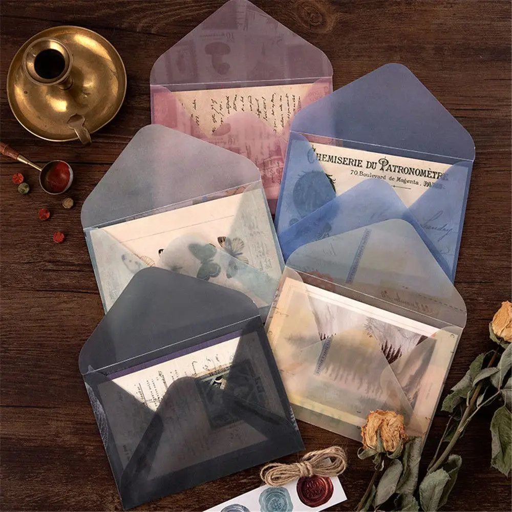 3 шт винтажные полупрозрачные кислотные бумажные конверты с буквенным принтом