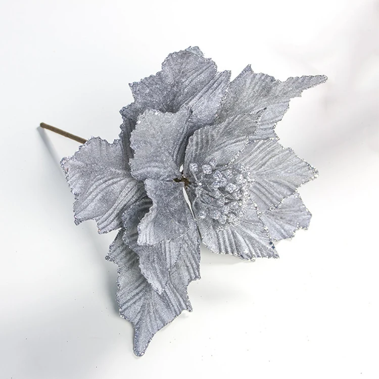 Silver YORIWOO, искусственные цветы к Рождеству, искусственные цветы, рождественские украшения для дома, украшения для рождественской елки, счастливый год - Цвет: Silver