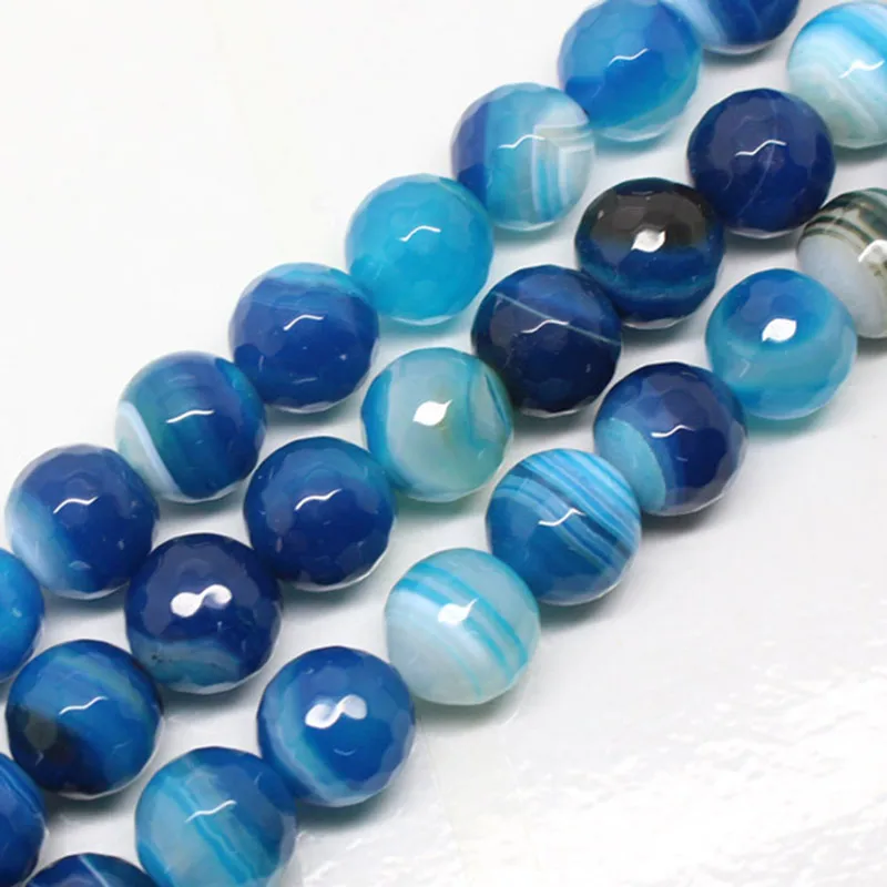 Для детей возрастом от 2 до 16 лет мм натуральные Круглые граненые синий Агаты