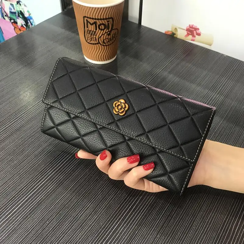 Сан Мари женские кошельки и сумки в клетку натуральной кожи Длинный кошелек