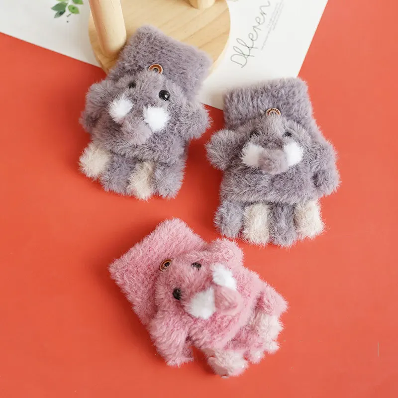 

MYALICE Winter Children's Gloves Warm Hand Fashion Homework Cartoon baby elephant Flip Gloves Comfortable Outdoor Wholesale