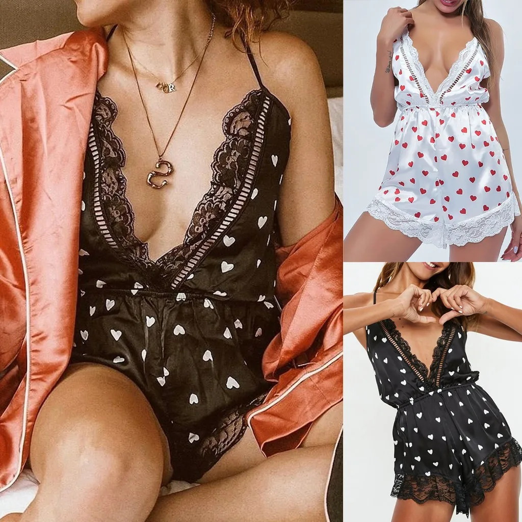 Женская атласная сексуальная пижама с кружевной отделкой ресниц шелковое нижнее