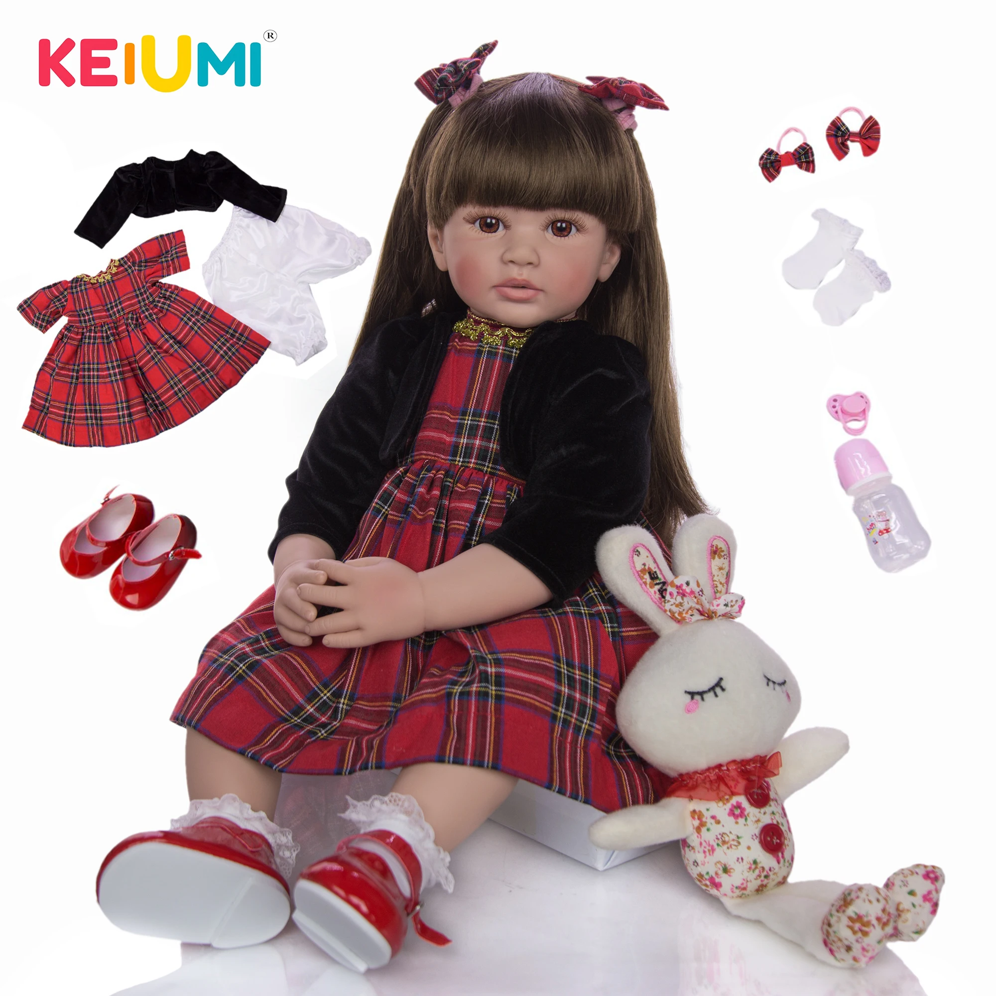 Кукла реборн KEIUMI с длинными волосами мягкая силиконовая элегантная кукла
