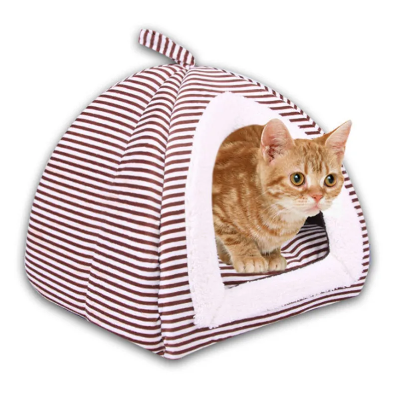 Собака дом складной Рисунок в полоску из хлопка с рисунком кота и собаки кровать