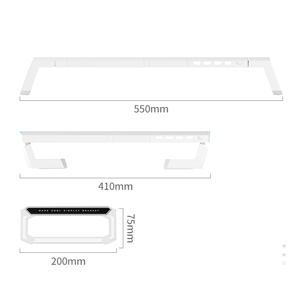 

RGB Desktop Monitor Stand Holder USB 2.0 Universal Laptop Stand Base Multi-Function Computer Screen Riser Holder for Home Office