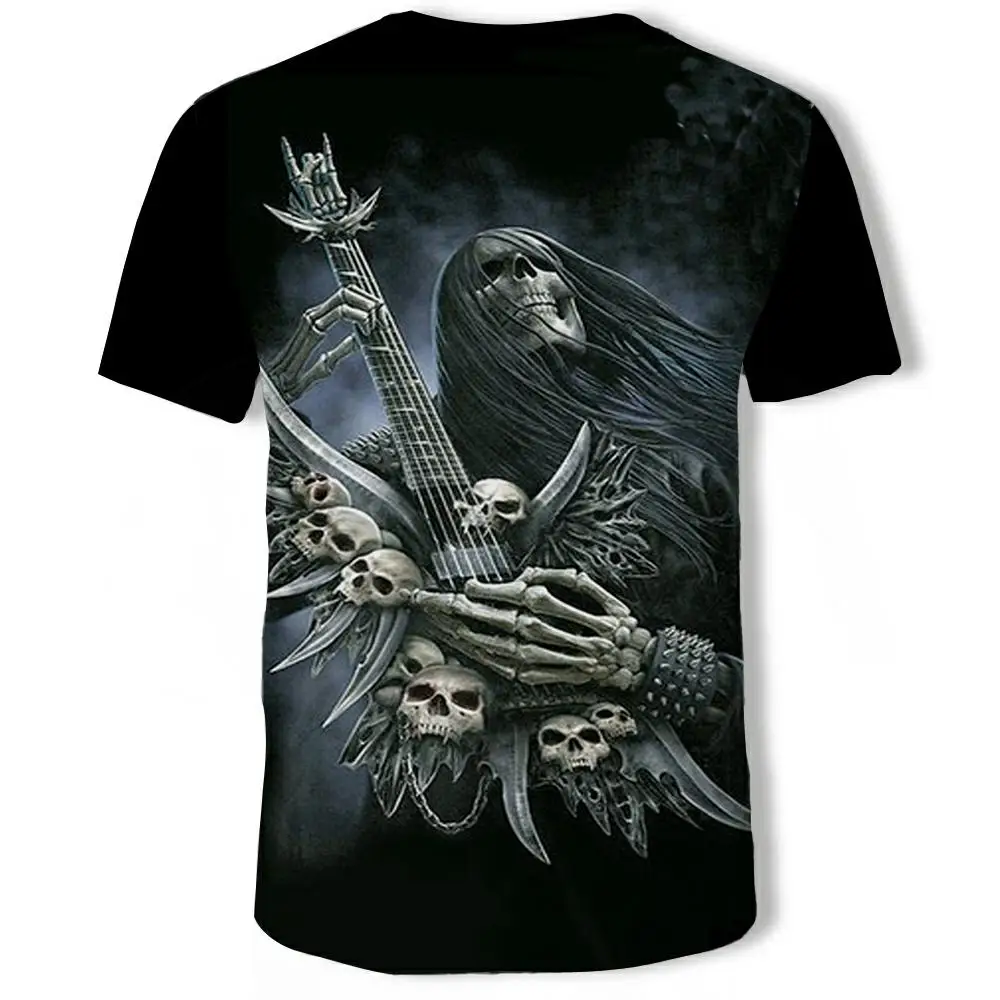 

Skull Reaper Men's T-shirt Men's Horror 3DT-Shirts Summer Fashion Tops O-Neck Shirt Boy Clothing Large Size Street Clothing