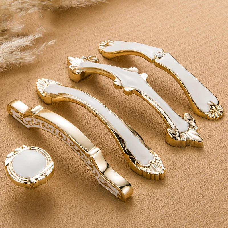 Мебельные ручки белая и золотая для шкафа элегантные выдвижные европейские