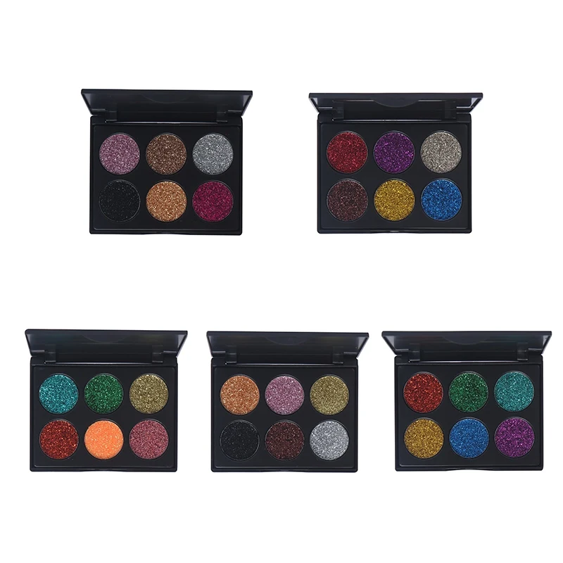6 цветов Тени для век Палитра Золотой Шиммер тени Палетка Гламурная макияж