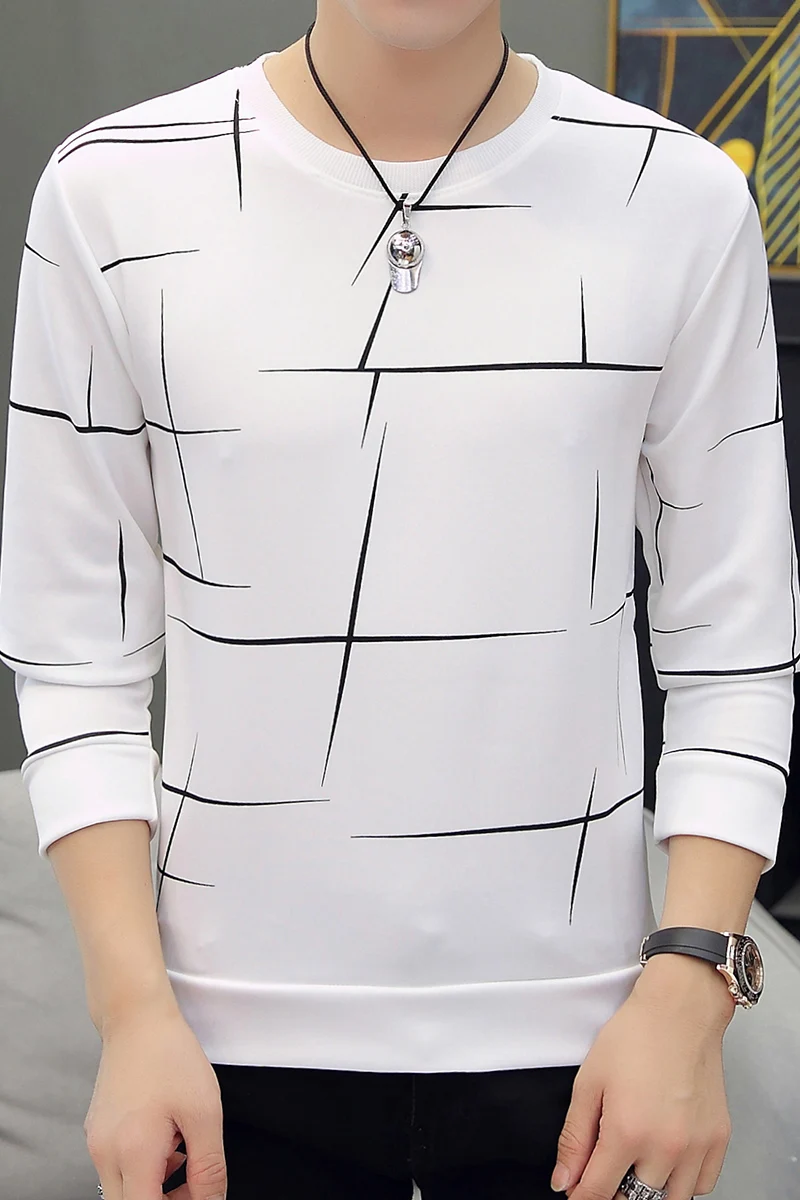 

Thermal hoodie for men Korean version long sleeved top for men pullover with velvet round collar T-shirt for men