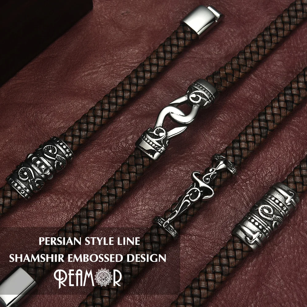 REAMOR Роскошные циркониевые браслеты из воловьей кожи коричневого цвета с узлом в