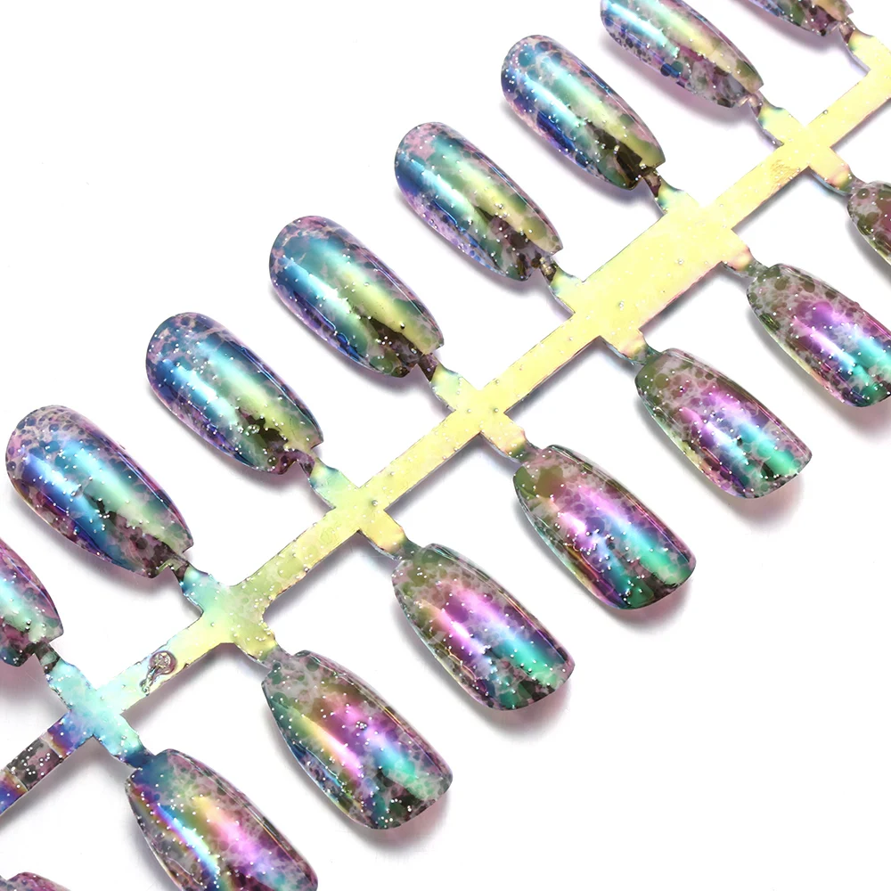 24 шт нейтральные цветные акриловые ногти квадратные наконечники шармы для