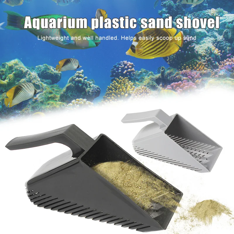 

Plastic Sand Paletta Aquarium Fish Tank Raschietto Pulitore Della Ghiaia Pan Grit Shovel MDJ998