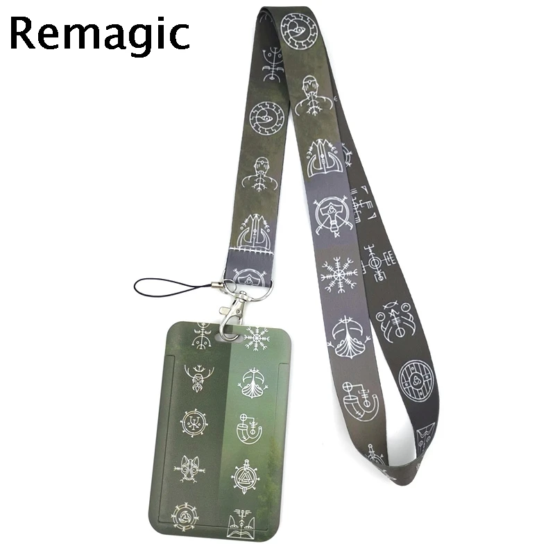 

Vikings Runes Symbols Key lanyard Car KeyChain ID Card Pass Gym Mobile Phone Badge Kids Key Ring Holder Jewelry Decorations