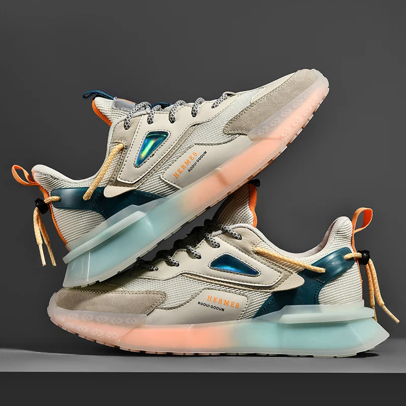 

Мужские кроссовки для бега на массивной подошве, дышащие, прочные, Нескользящие, уличная модная обувь для бега, весна