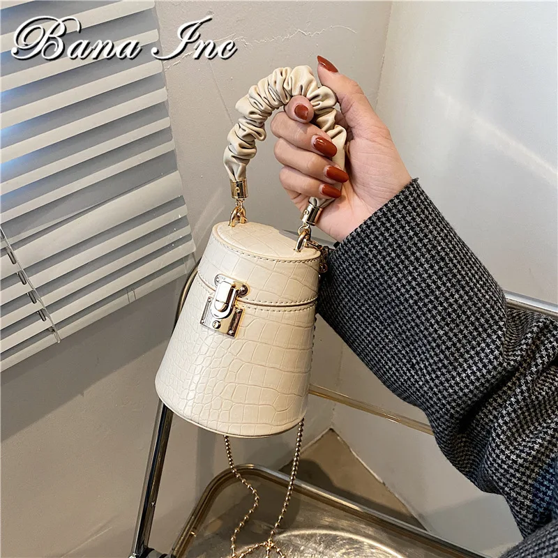 New Crocodile Pu Leather Mini Bucket Crossbody Bag Fashion Shoulder Chain Purses and Handbags Luxury Designer Branded Totes