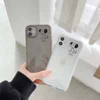shockproof phone case for iphone 11 12 pro max xr xs max soft transparent line cute dog phone case for iphone xr xs max 7 8 plus