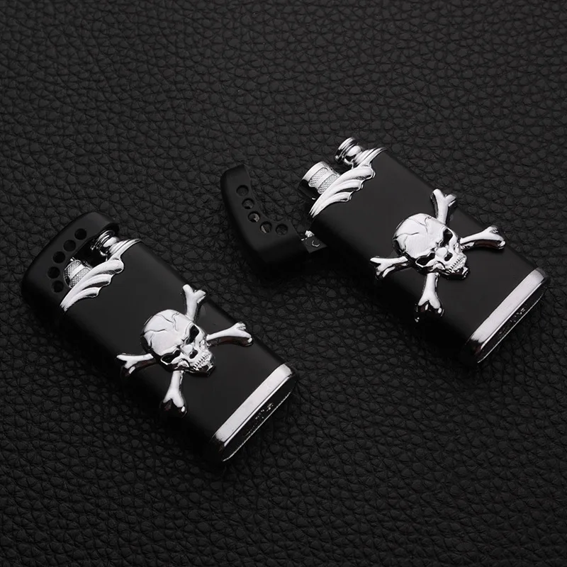 

Creative Skull Gift Metal Torch Lighter Windproof Refillable Gas Butane Unusual Lighter Cigarette Pipe Blue Flame Lighter New