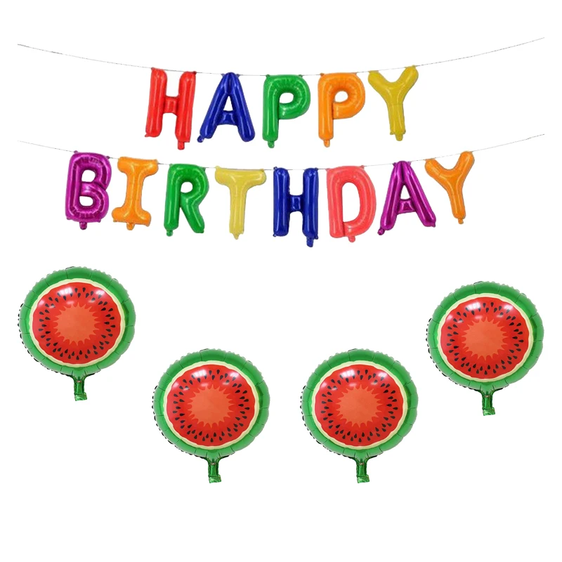 

17 pcs Fruit happy birthday balloon aluminum film balloon baby shower birthday decoration 0birthday party decorations kid ballon