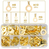 150pcs ring terminals m3 m4 m5 m6 m8 m10 cable lugs assortment set insulated connectors brass cable connector