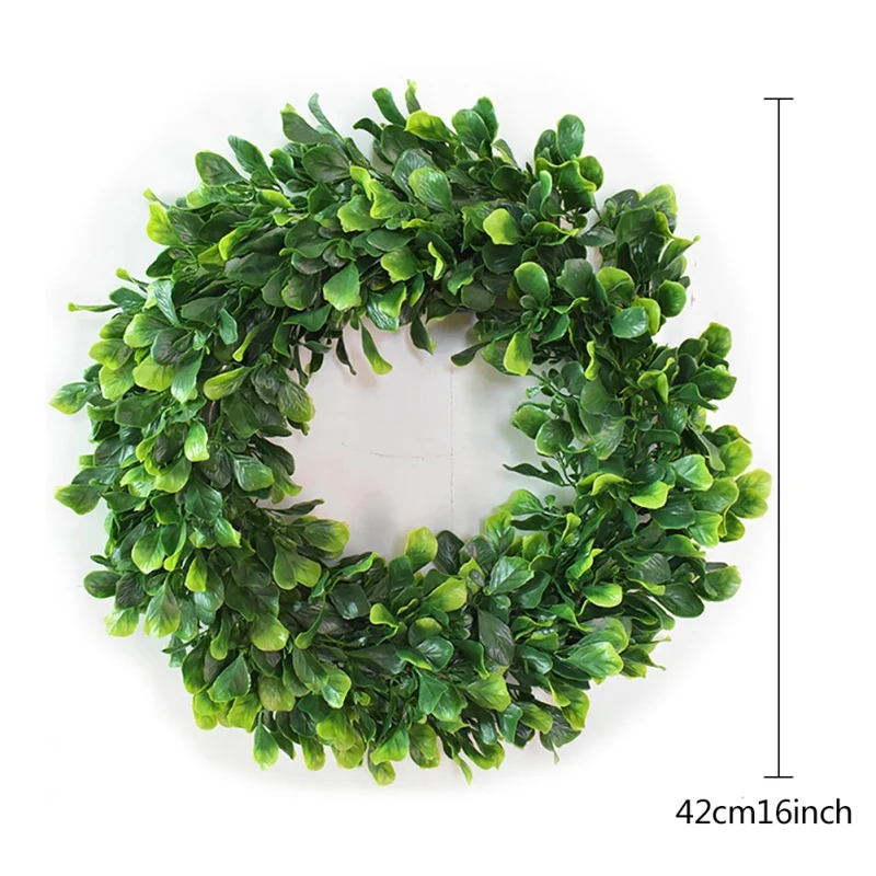 

42cm Artificial Green Wreath Used for the Front Door Farmhouse Spring Family Office Relocation Gift Easter Decoration