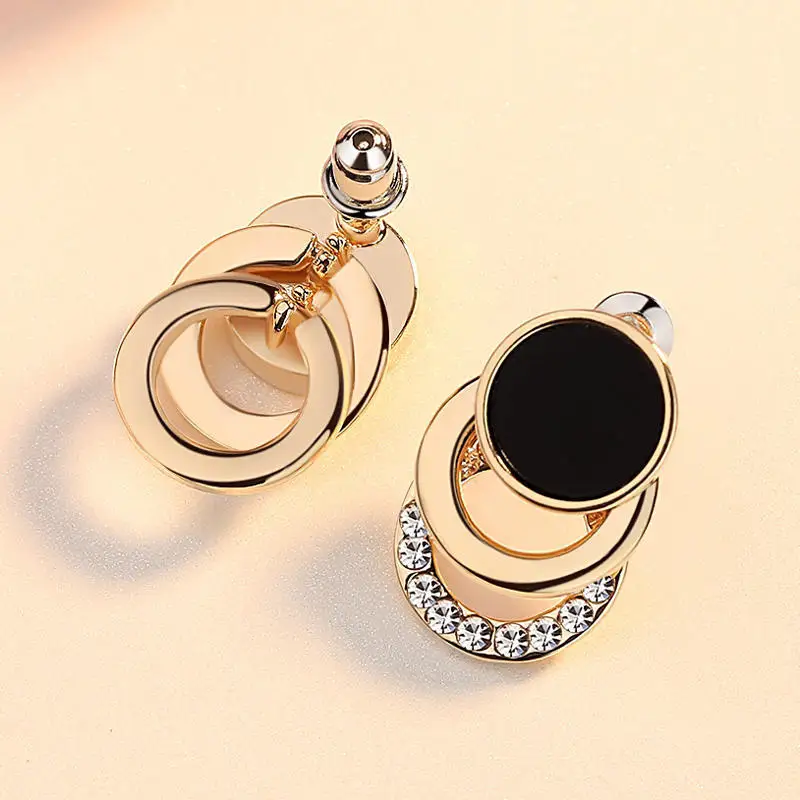 Корейские темпераментные серьги Простые Модные многослойные Золотые круглые