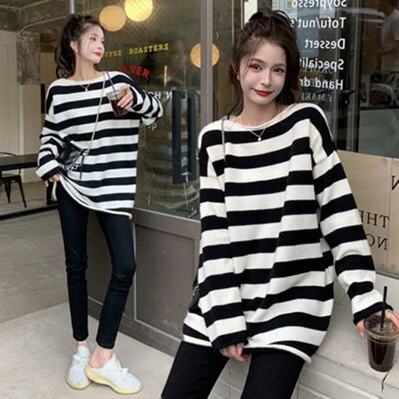 Новинка Весна-Осень Одежда для кормящих мам полосатая футболка с длинным рукавом