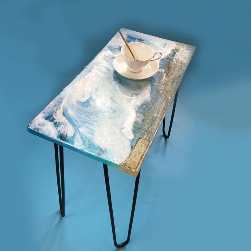 Речной стол ручной работы форма прямоугольной формы кристалл эпоксидная смола