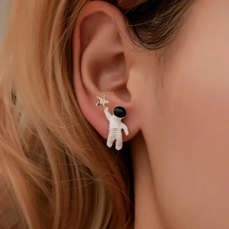 Милый Космос астронавт выбор звезды серьги гвоздики женские модные ювелирные
