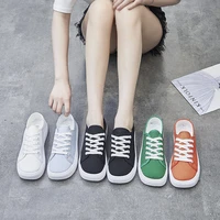 ins bulk canvas shoes female 2021 summer new breathable two and a half to wear white shoes female flat sandals 2007