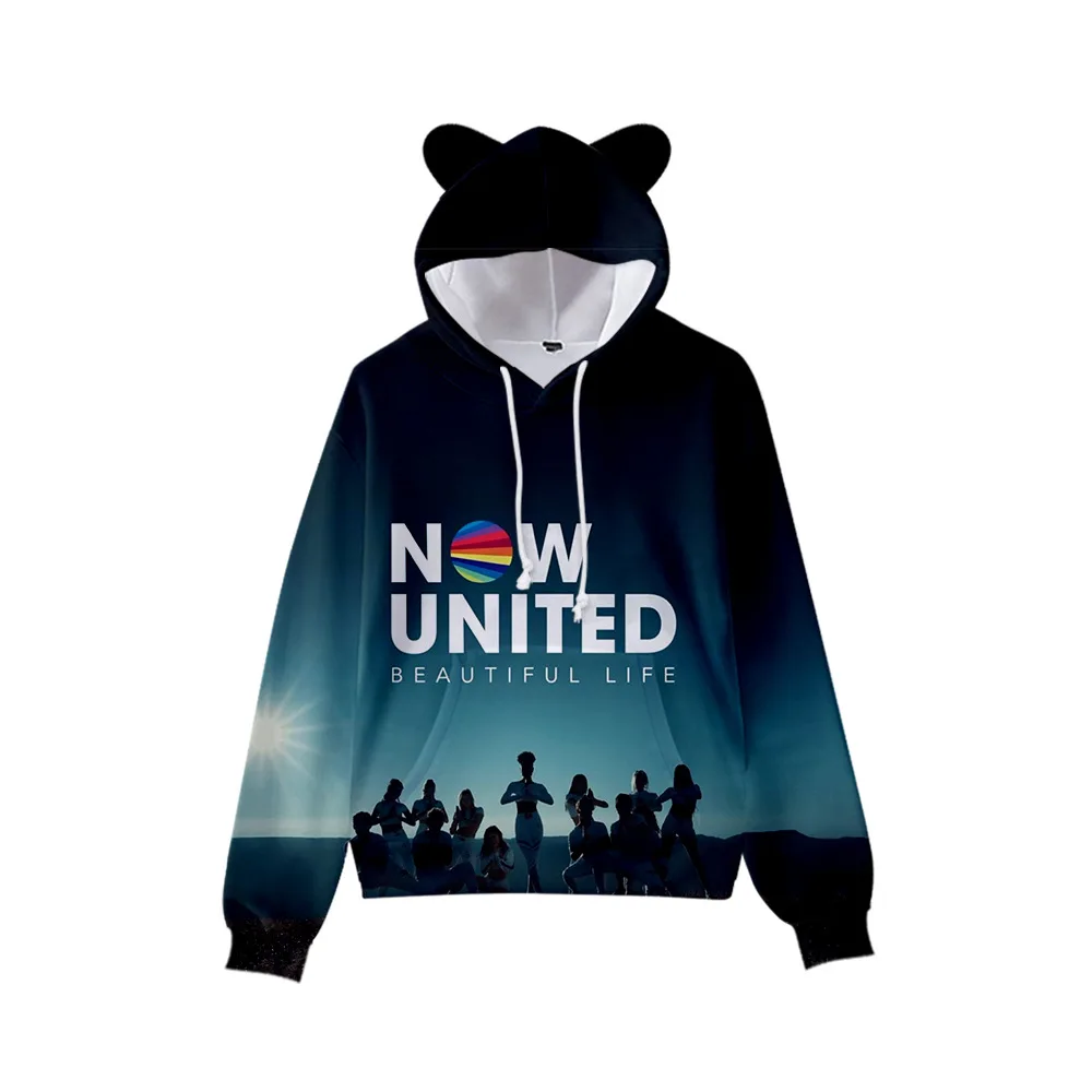 

Classic Funny Kawaii Now United 3D print Cat Ears Hoodies Sweatshirts Boys/Girls Youthful Sweatshirt Kids Trendy Pullovers Tops