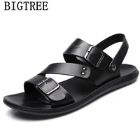 gladiator sandals for men summer beach mens sandals genuine leather fashion open shoes comfortable slides men casual sandals