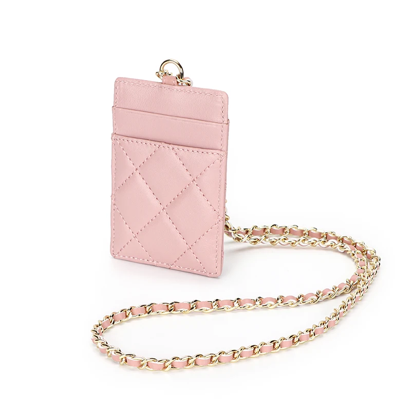 COMFORSKIN Luxurious 100%Sheepskin Winter Style Women Card Wallet 2022 New Arrivals Fashion Chain Thin Card Holders