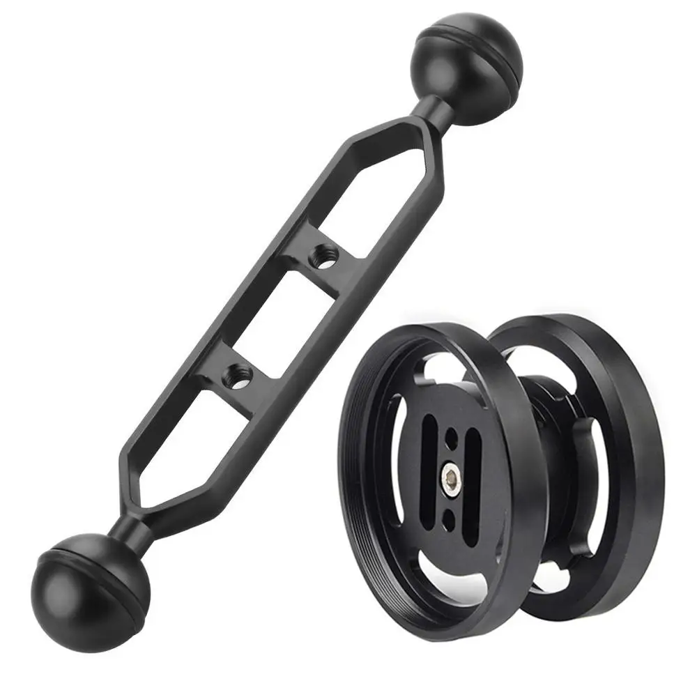 with 7inch arm black Алюминий двойной 67 мм Макро/Широкий формат объектива подставка держатель с 5/7/9/11 дюймов нетонущий браслет на руку для подводной съемки DSLR фотокамера - Цвет: with 7inch arm black