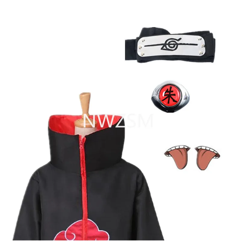 Аниме обезболивающие костюмы костюм Акацуки плащ повязка на голову кольцо набор