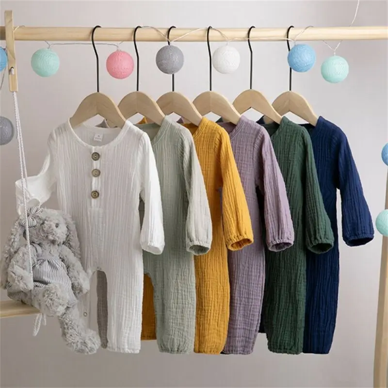 Комбинезон для новорожденных из хлопка и льна на возраст от 0 до 24