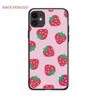 Чехол для телефона для iphone 6, 6S, 7, 8 plus X Xs Max XR 11 12 MINI Pro 5 5S SE Мягкая силиконовая розового цвета с нарисованной клубничкой; coque Fundas