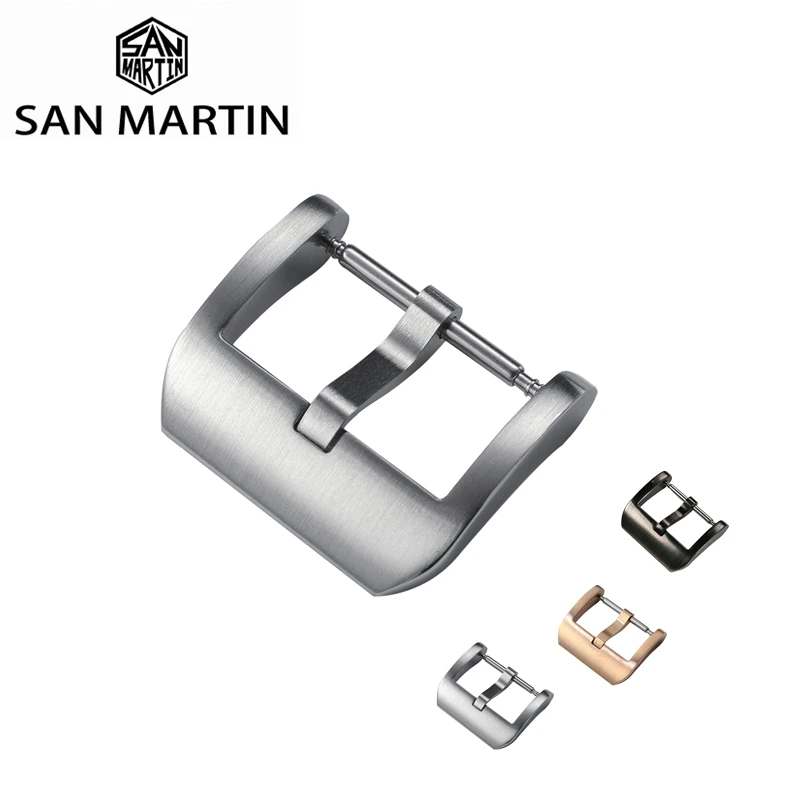 

San Martin Watch Band Buckle Brushed DLC Black Silver Bronze 20mm 316L Stainless Steel Strap Watch Parts Clasp Accessories
