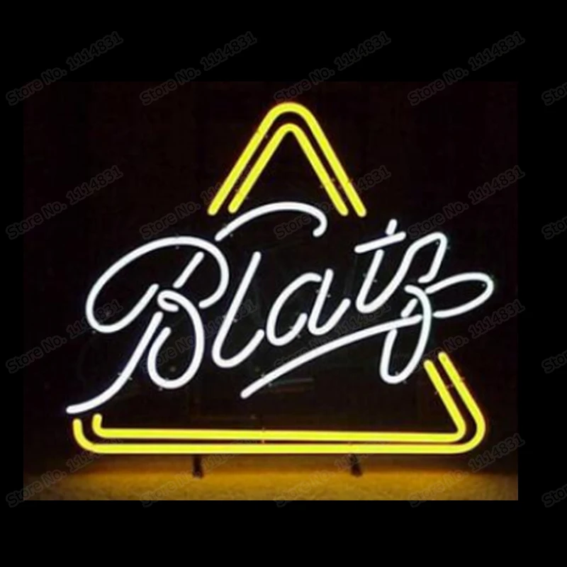 

Blatz Beer Stroke Triangle Neon Sign Light Handmade Real Glass Tube Bar Store Advertise Display Aesthetic Room Decor 19"X15"