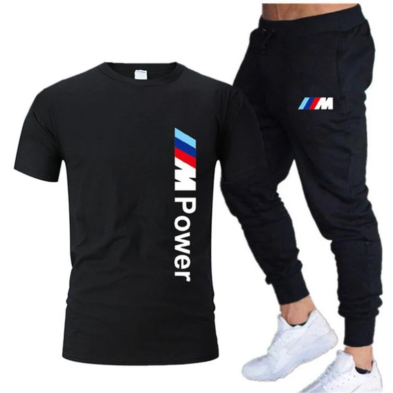 

2021 summer new fashion casual brand men's short sleeve T-shirt + casual sports pants printed sports suit men's suit 2-piece set