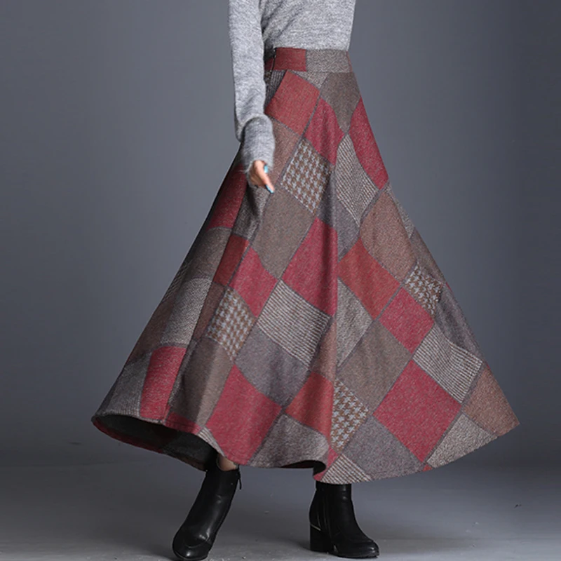 Женское платье-макси из шерсти ТРАПЕЦИЕВИДНОЕ ПЛАТЬЕ с высокой талией и