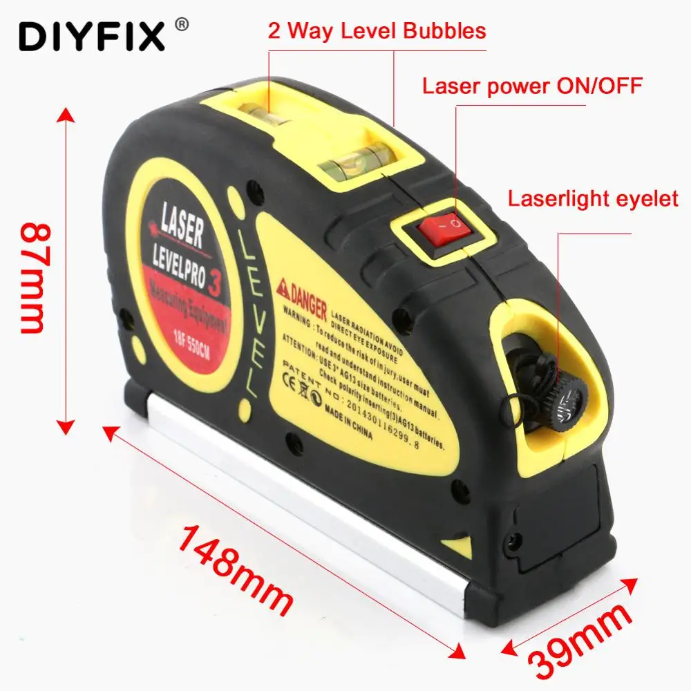 DIYFIX Лазерная Горизонтальная Вертикальная измерительная лента выравниватель