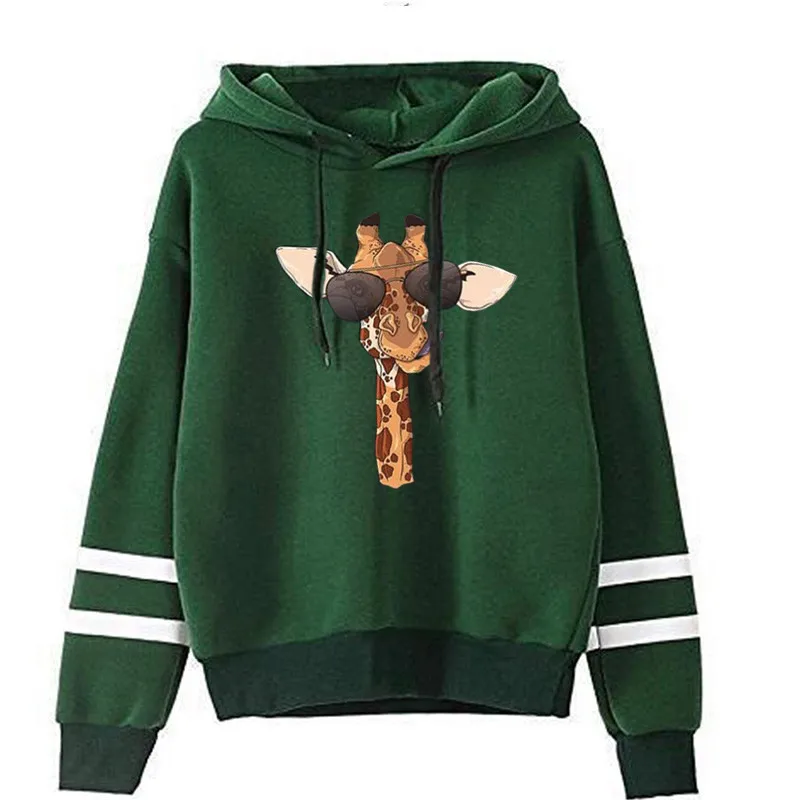 

Women Fall 2020 Women Hoodie Fleece Printing Sweatshirt Giraffe Pattern Print Long Sleeve Hooded