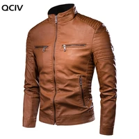men autumn brand new causal vintage leather jacket coat men spring outfit design motor biker pocket pu leather jacket men