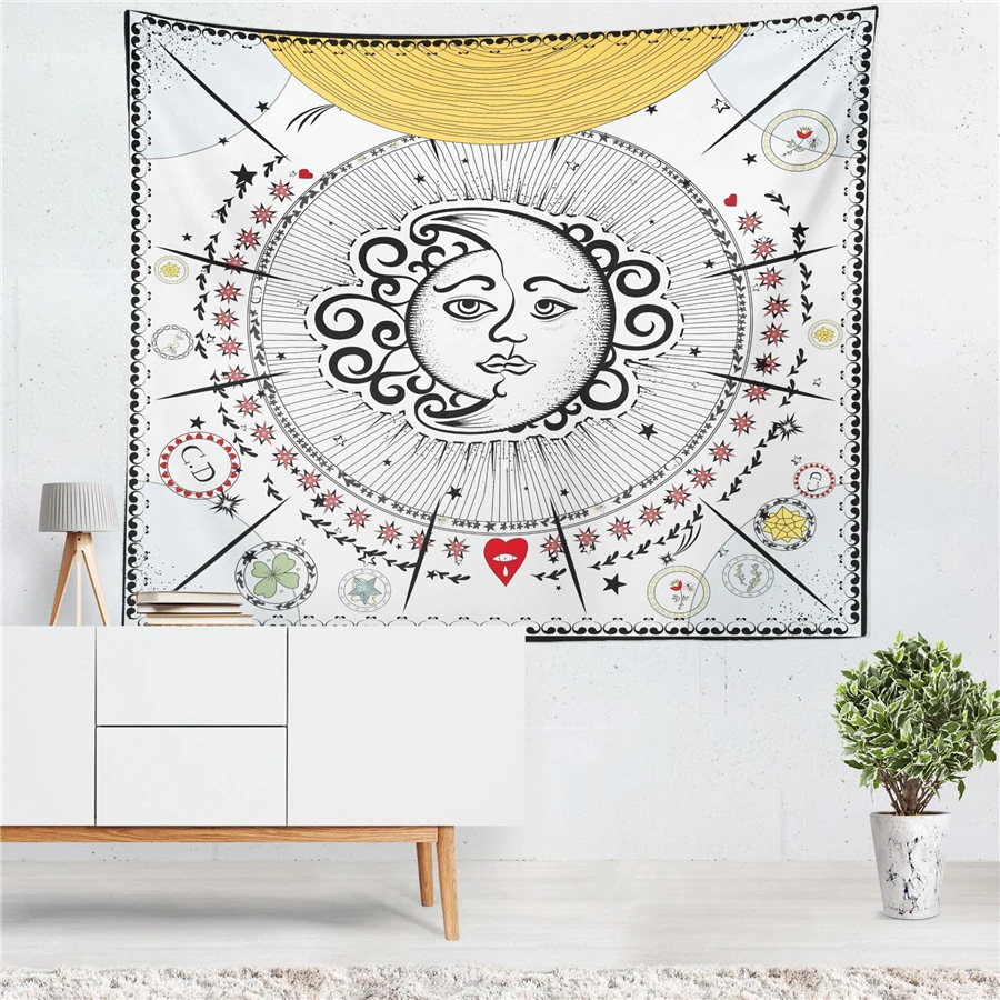 

Hippie Psychedelic Tapestry Mandala Wall Hanging Boho Decor Eyes Hand Moon Tarot Tapestry Cloth Carpet Blanket Throw Wall Fabric