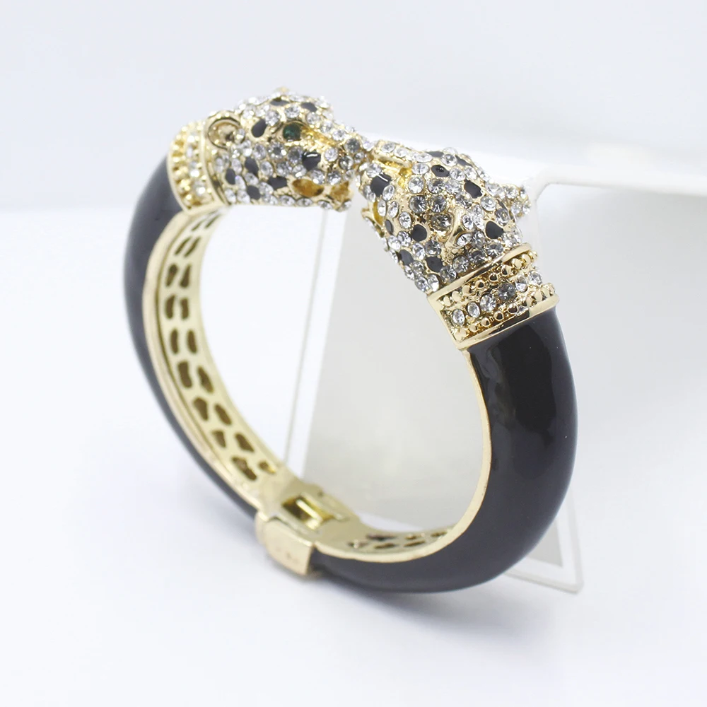 

GrayBirds High Quality Crystal Enamel Epoxy Animal Bangles Panther Leopard Bracelets Cuff For Women Jewelry GB1188